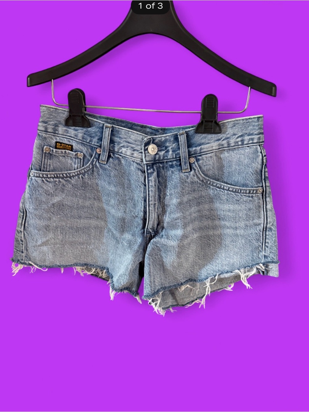 G-Star Light Blue Distressed Denim Cutoff Shorts